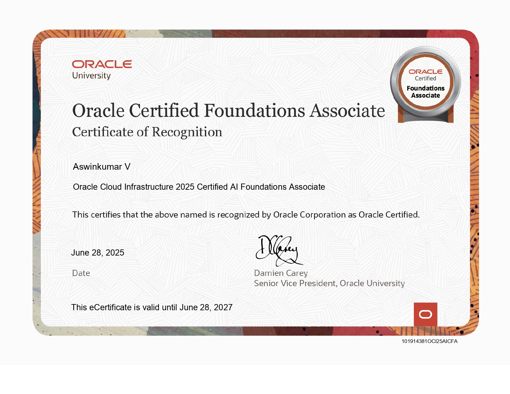 OCI AI Foundations Associate Certificate